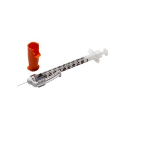 BD 305930 SafetyGlide 1mL insulin syringe with 29 G x 1/2" permanently attached needle, 100/box