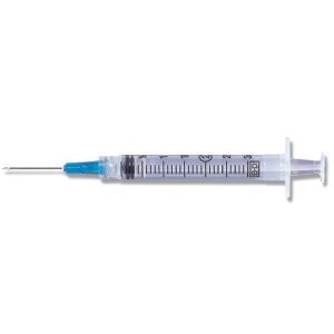 BD 309588 Intramuscular Syringe with Needle PrecisionGlide™ 3 mL 23 Gauge 1 Inch Detachable Needle Without Safety
