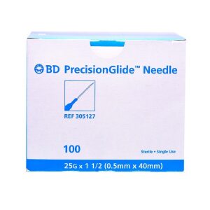 BD 305127 HYPODERMIC NEEDLE 25G, 1.5" REGULAR BEVEL STERILE Disposable, BX/100
