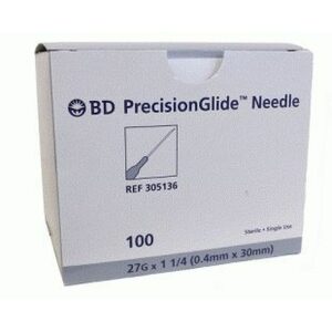 BD 305136 PrecisionGlide specialty use sterile hypodermic needle 27 G x 1.25" RB BX/100