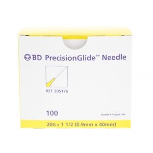 BD 305176 PRECISIONGLIDE NEEDLE STERILE CONVENTIONAL Regular Bevel 20G x 33mm (1.5") 100/bx, 10/CA, Case