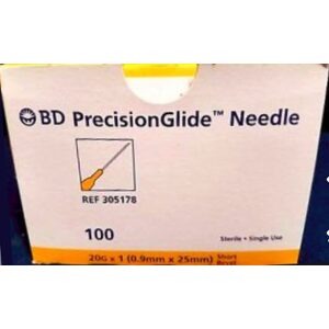 BD 305178 Hypodermic Needle 20G x 1" Short Bevel BX/100