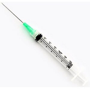 BD 309577 LUER-LOK 3cc Syringe with Needle ATTACHED CONVENTIONAL, 21 G x 33mm (1.5"), Green, 100/bx