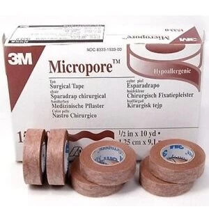 3M™ Micropore™ Tan Surgical Tape 1533-0 (1/2″ x 10 yards) Box of 24 rolls