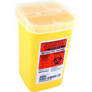 Kendall 8906 Monoject PHLEBOTOMY SHARPS CONTAINER 1QT, YELLOW