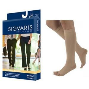 SIGVARIS SG504CL4O UNISEX NATURAL RUBBER STOCKING, SIZE L4, KNEE HIGH, 40-50MMHG, OPEN TOE, BEIGE (NON-RETURNABLE), PR/1
