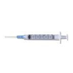 BD 309578 PrecisionGlide LUER-LOK 3cc Syringe with Needle ATTACHED CONVENTIONAL, 20 G x 25mm (1"), Yellow, 100/bx