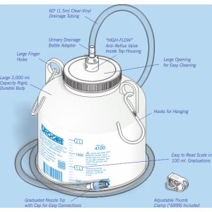 Urocare 4100 - Urocare Night Drain Bottle, 2,000 ml, 60"Tube, Reusable, EACH